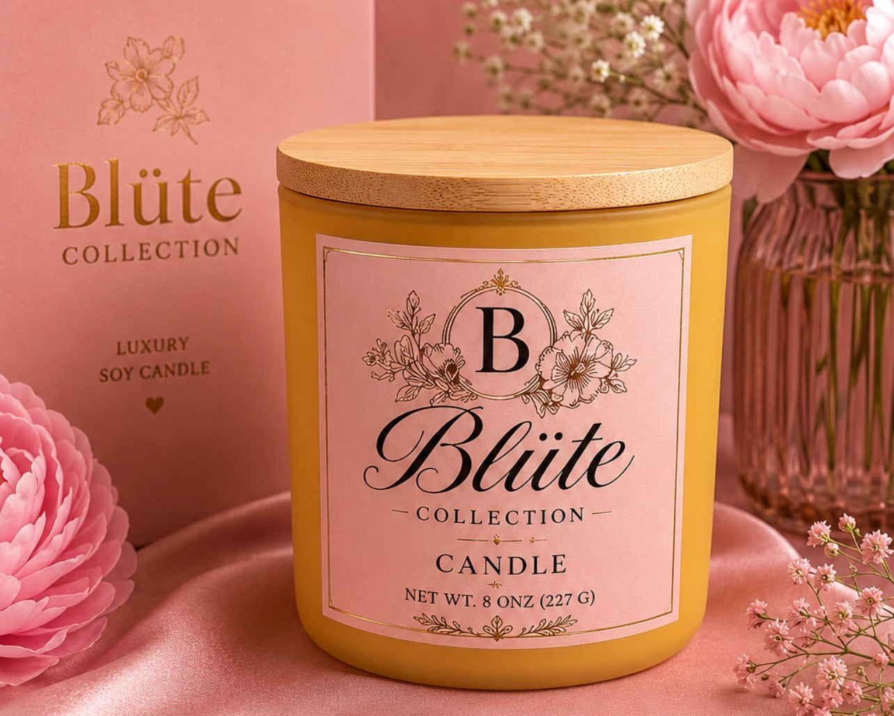 Blüte Collection Luxury Soy Candle – 8 oz (Golden Collection)